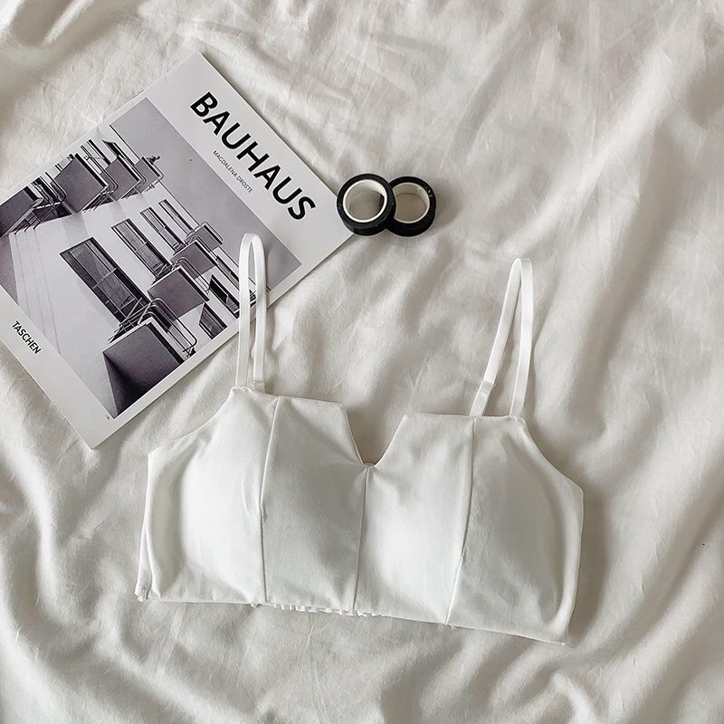 Backless Student Korean Style Women's Bra Wire-Free Thin Push-Up Sports Bra Camisole Spaghetti Strap Tank Top Underwear