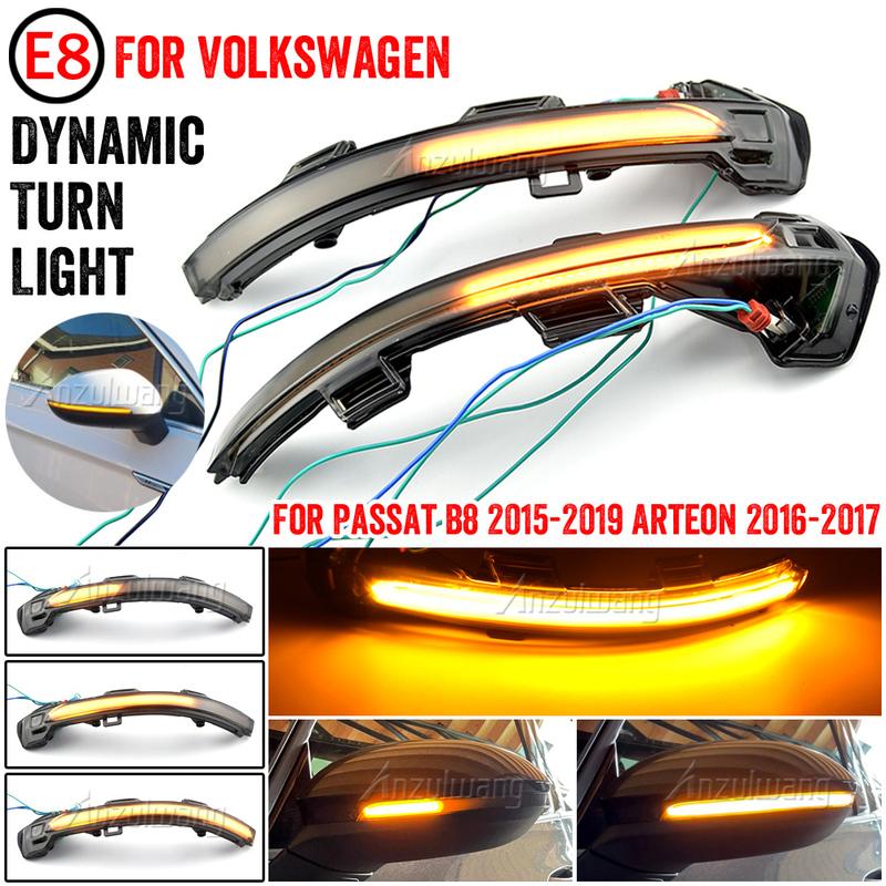 2Pcs Side Mirror Indicator Sequential Blinker For VW Passat B8 Arteon 2015 2016 2017 2018  Dynamic LED Turn Signal Light