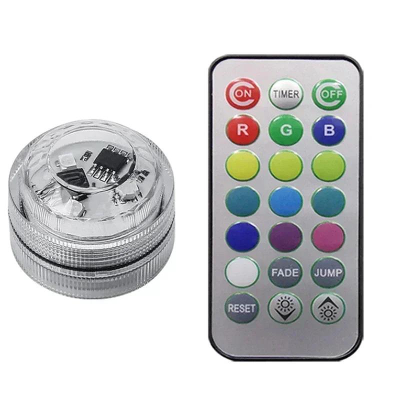 1-10PCS Car Wireless Adhesive LED Car Interior Ambient Light Remote Control Decor Auto RGB Interior Atmosphere Light Decorative