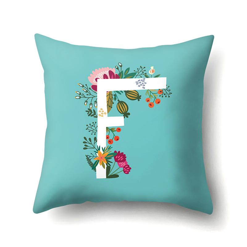 Polyester Pillowcase Flowers Fresh Home Decoration Print Pillowcase 26 English Letter Cushion Cover