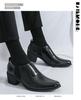 Męskie Skórzane Wsuwane Buty na Wysokim Obcasie Kubańskim ze Szpiczastym Noskiem Plus Size - Formalne, Codzienne, w Stylu Vintage