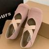 2024 New Solid Color Cross Elastic Mary Jane Sandals Retro Flat-soled Ballet Sandals for Women Outdoor Spring Summer and Autumn