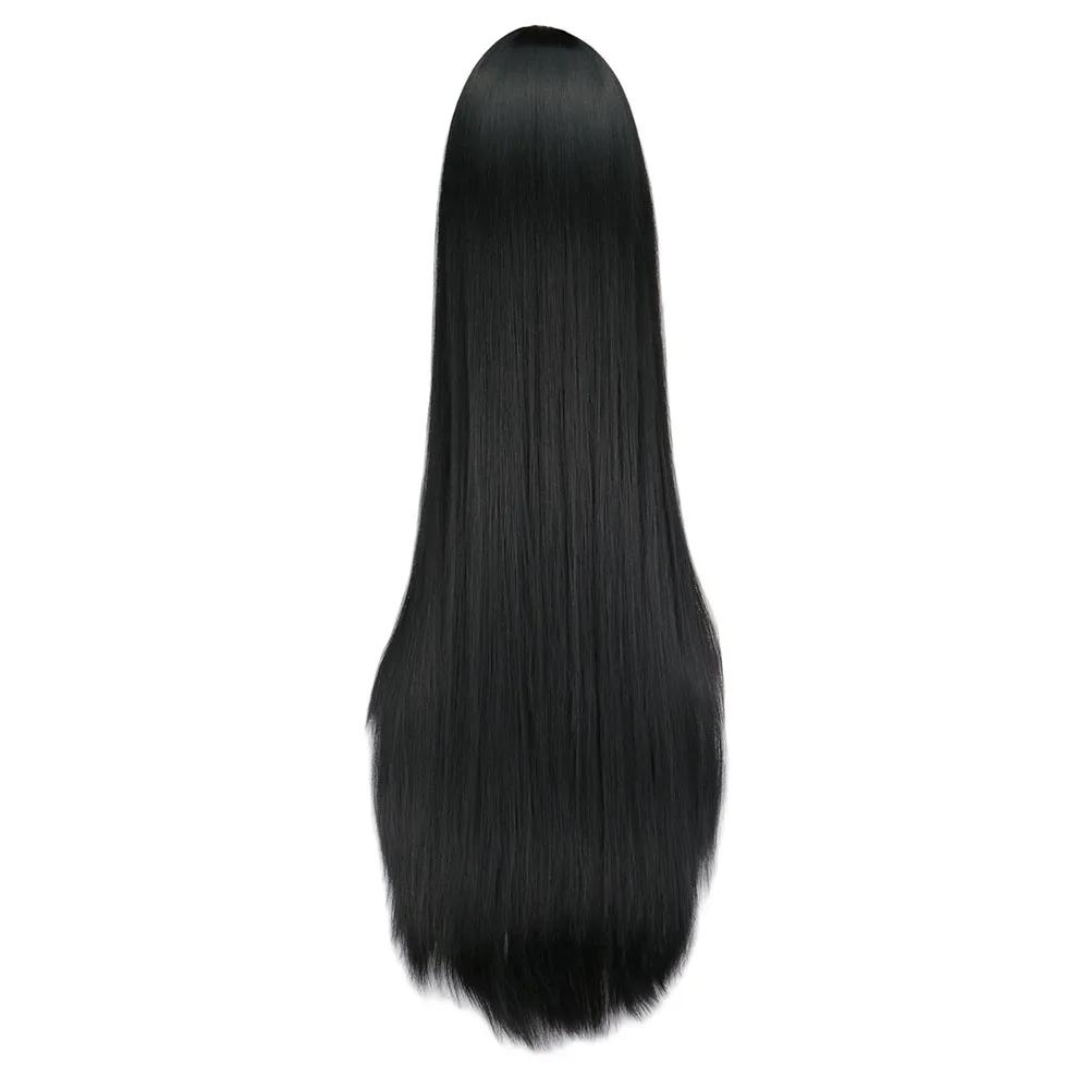 Black Wig 100CM/40 Inches Long Synthetic Wigs Heat Resistant Halloween Carnival Costume Cosplay Straight Hair