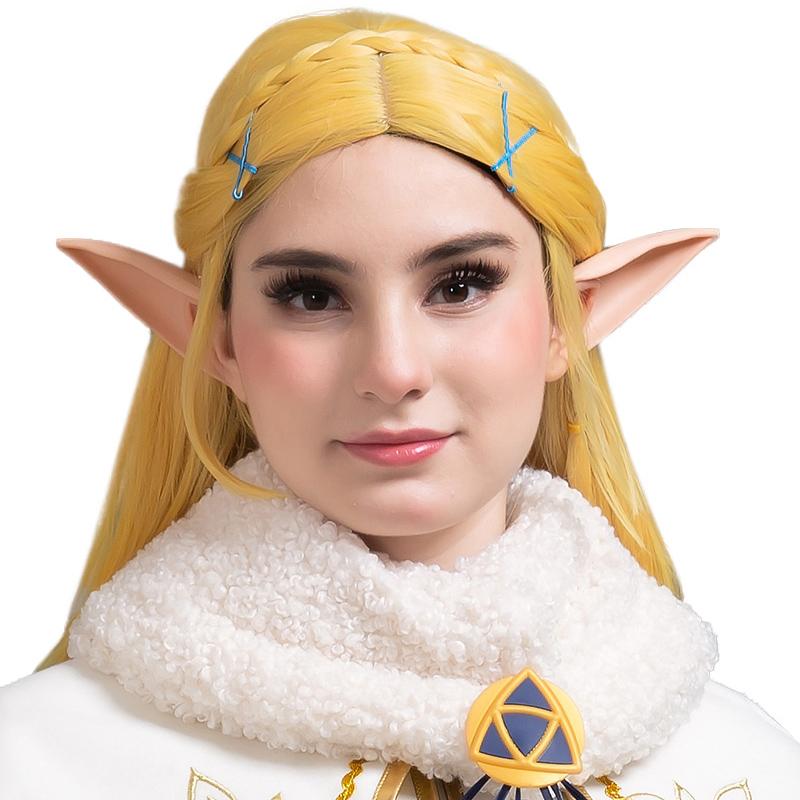 2pcs Sets Anime Wig Princess Golden Braid Wigs Long Heat Resistant Synthetic Hair Cosplay Wigs +Elf Ears