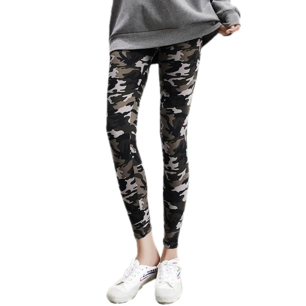 Camouflage One Size Fits FA363 [MT's SHOP] Women's Leggings, 9-Length, Lightweight, Breathable, Stretchy, Most, (Camouflage 2)