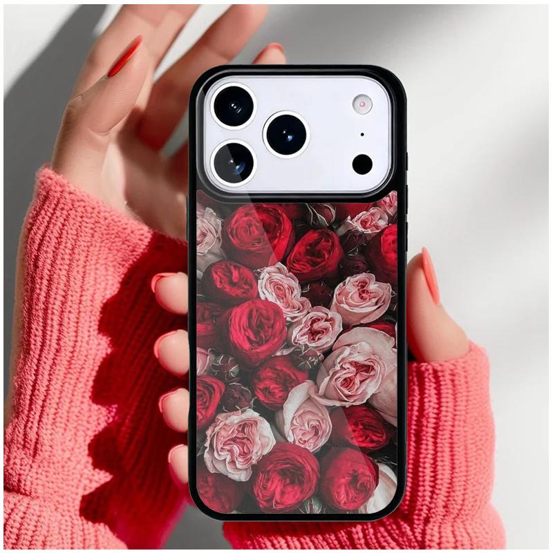 Bright Red Roses Flowers Phone Case for iPhone 17 16 15 14 13 Pro Max Back Cover for 12 11 Pro Coque