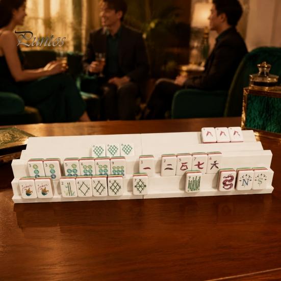 2 Player Mahjong Supplies 1/2/4Pcs Folding Double Rack, Tile Holder Plastic Racks for Up to 1.5 Inches Tiles, Portable Game Accessory