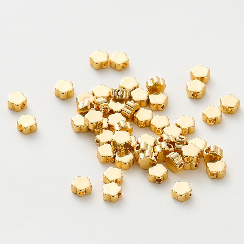 20pcs/bag 14K 18K Gold Color Plated Flower Shape Loose Spacer Beads Necklace Bracelet End Beads For DIY Jewelry Making Findings