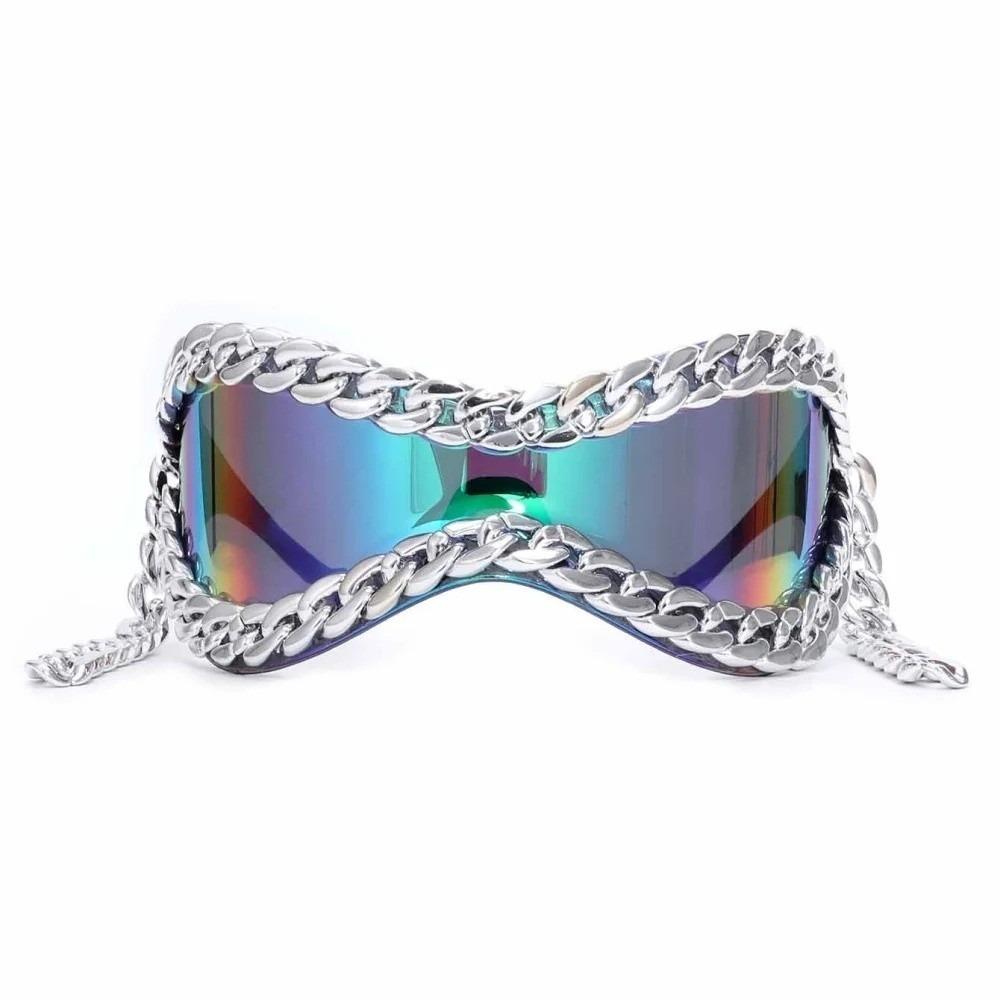 Luxury Metal Chain Sunglasses Women Large Frame Cool Style Fashionable All Matching Accessories