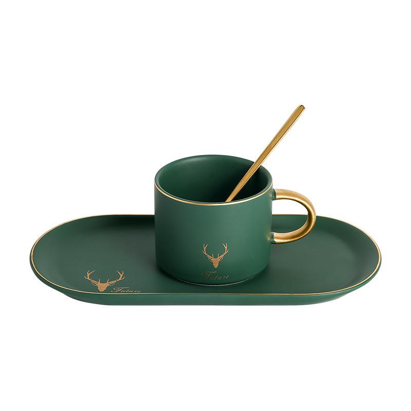 Keramik-Kaffeetassenset im europäischen Stil, Hochwertige Tasse, Haushalt Nachmittagstee, Tasse und Untertasse