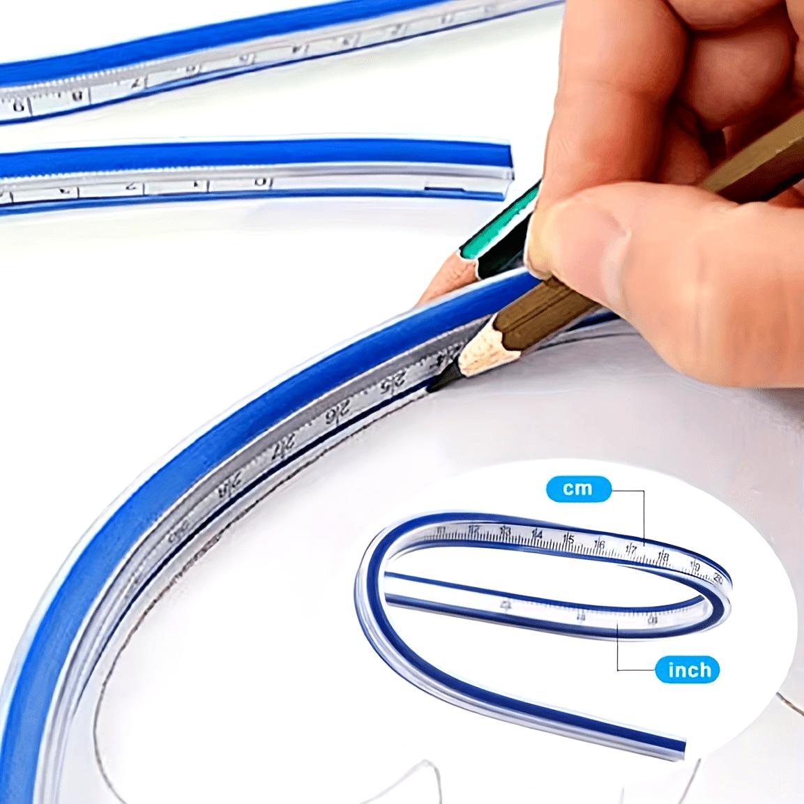 Flexible Curve Ruler with Dual Scale Flexible Curved Edge Multi-Functional Plastic Ruler for Drawing Design Archiving Crafting 40cm синий