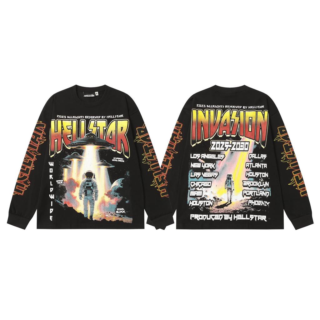 Cross 2025 Hellstar Trendy High Street Loose Long Sleeve Hoodie for Men & Women – Autumn Wear