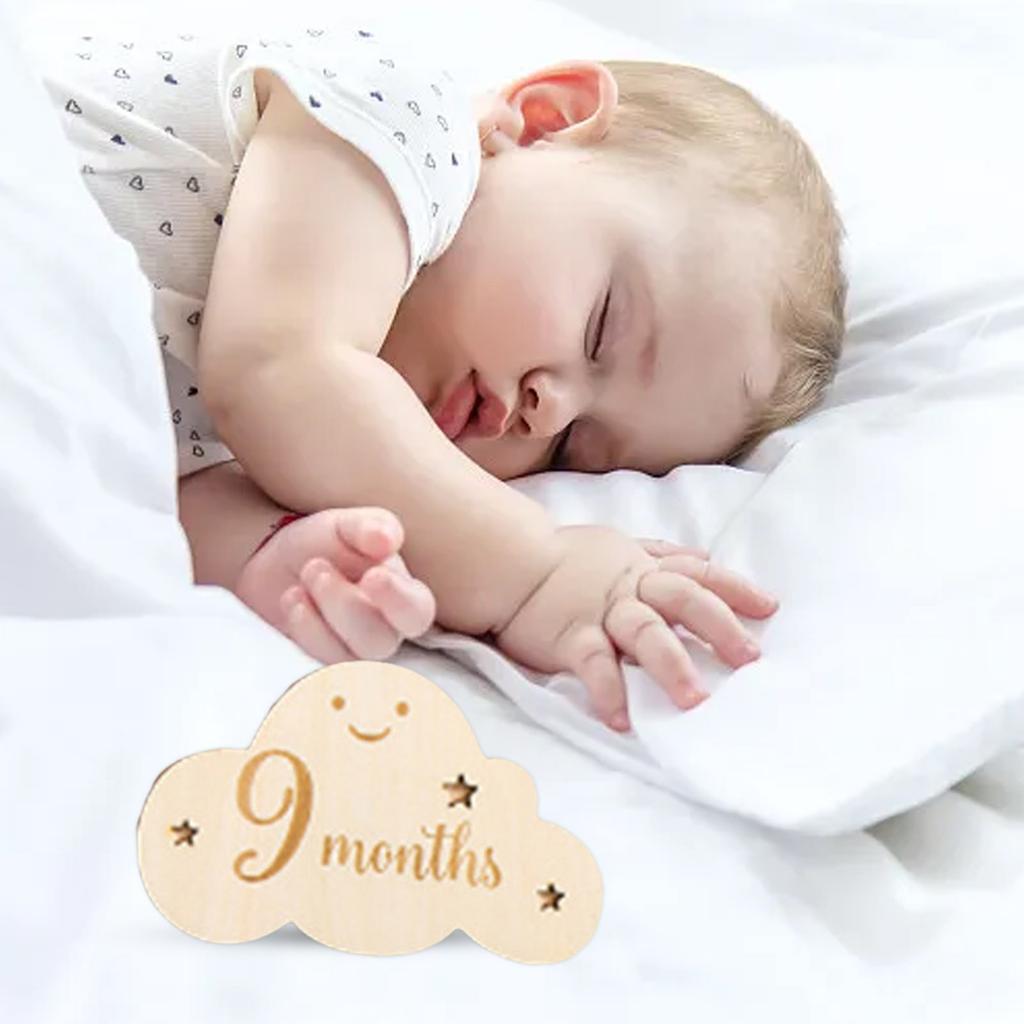 Holz Baby Wolke Doppeltes Wachstumsmonatsschild Für Geburtsjahr Und Monat Aufzeichnung Fotografie Requisite Im Dunkeln Tisch Für Partys