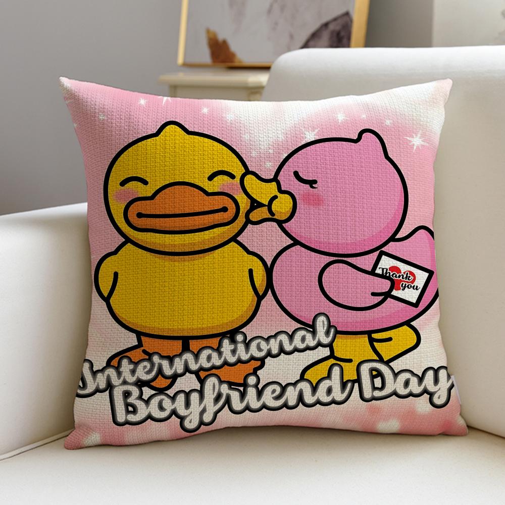 Bright BBDuckS Cushion Cover Breathable and skinfriendly linen pillowcase square removable and washable cushion