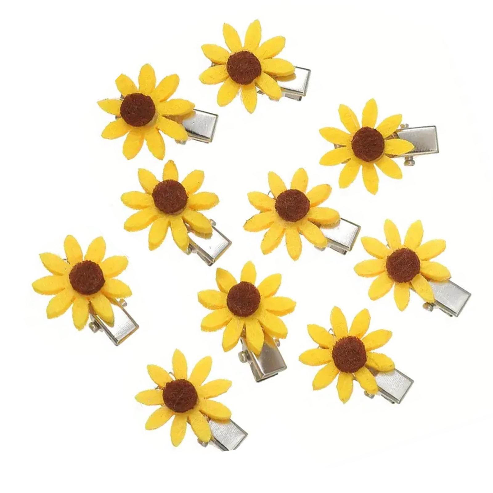 

Pack of 10 Sunflower Hair Clip with NonSlip Grip for Women Girls Fabric Barrettes Hair Accessories for Daily Use A