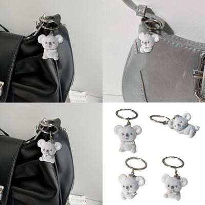 Pack of 4 Cute Flocked Koala Keychain Youthful Koala Key Accessory Lightweight And Easy To Carry Keychain Decoration
