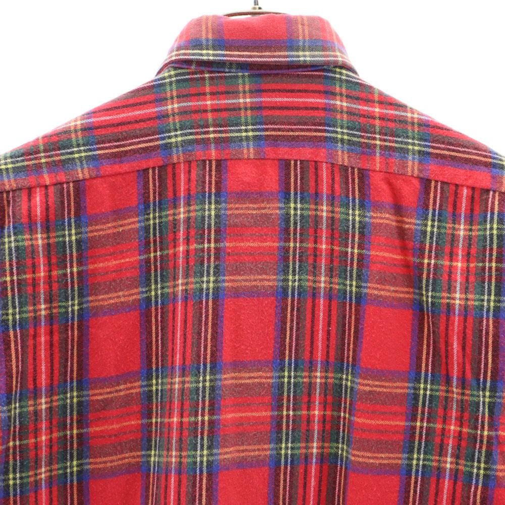 L.L.BEAN 80s Outdoor Made In USA Vintage Check Pattern Long Sleeve Button Down Flannel Shirt Kid's Used