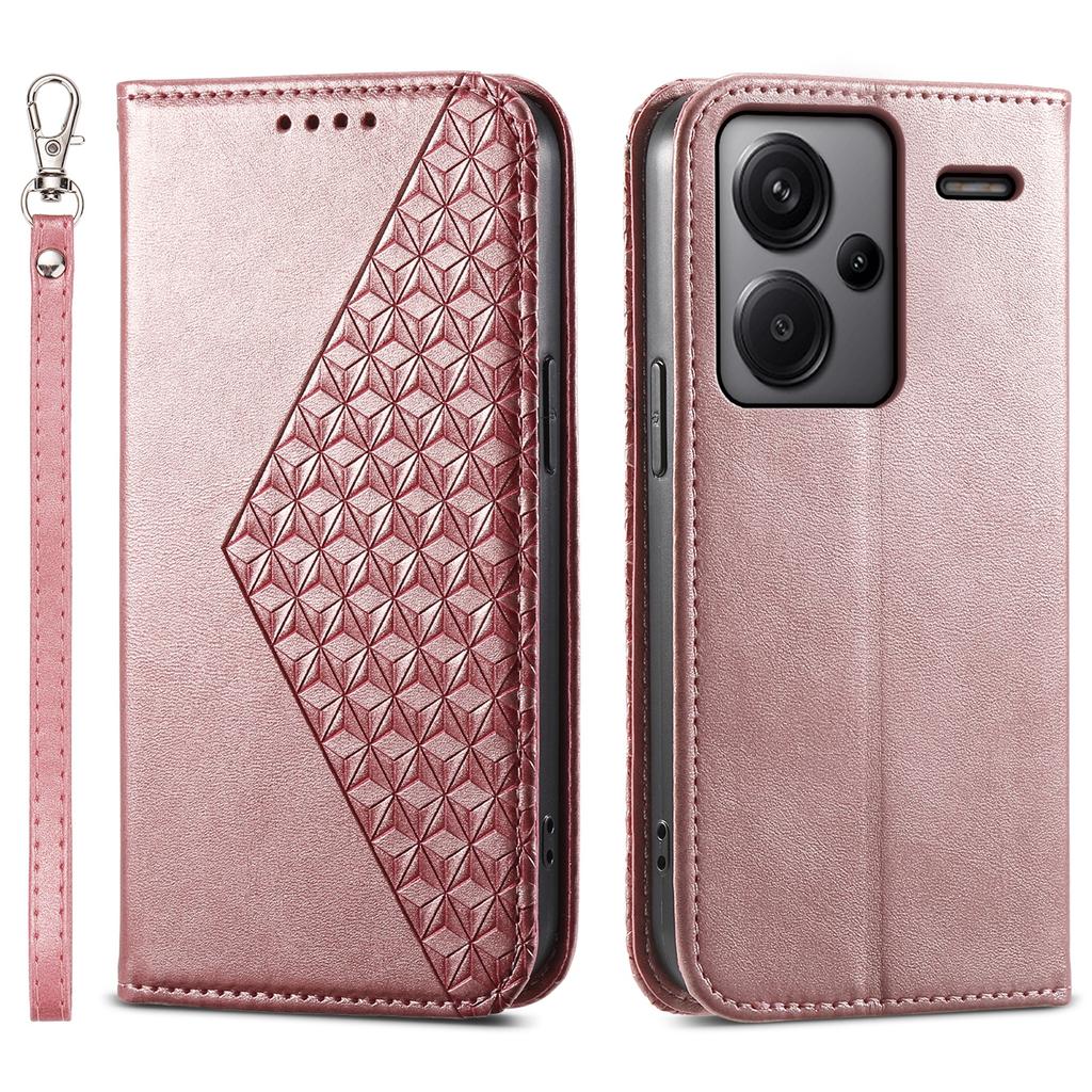 For Xiaomi Redmi Note 13 Pro+ 5G Leather Case Wallet Flip Cover Rhombus Pattern