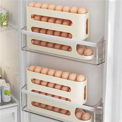 4 Tier Fridge Egg Rack Automatic Rolling Egg Holder Storage Box Container Kitchen Refrigerator Egg Dispenser Fridge Organizer