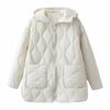 Women's European & American Style Long Hooded Cotton Coat with Pockets for Spring & Autumn