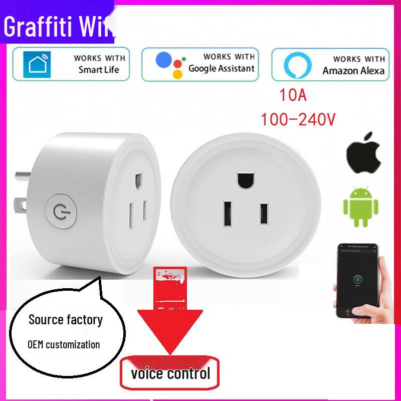 

Graffiti Smart WiFi Socket: US Standard, Mobile Remote Control, Alexa-Compatible with Timer.