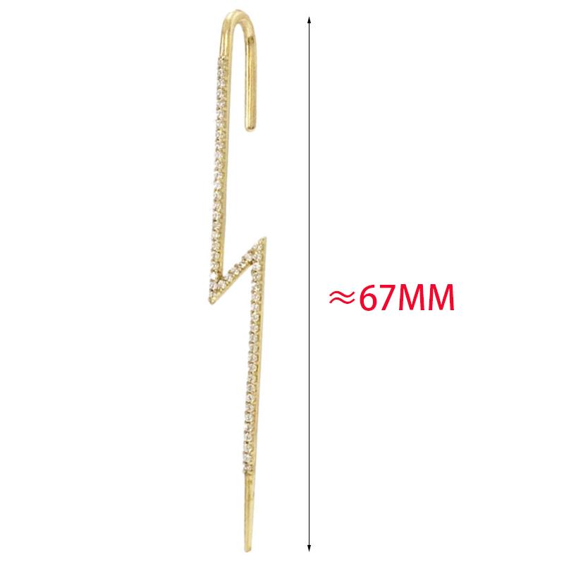 PONYKISS Sterling Silver 1 Piece Zircon Lightning Clip Earring for Women Punk Personality Fine Geometric Accessories