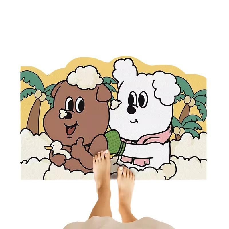 Household Absorbent Leather Floor Mat Bathroom Technology Leather Floor Mat Non-Slip And Wear-Resistant Absorbent Toilet Floor Mat Can Be