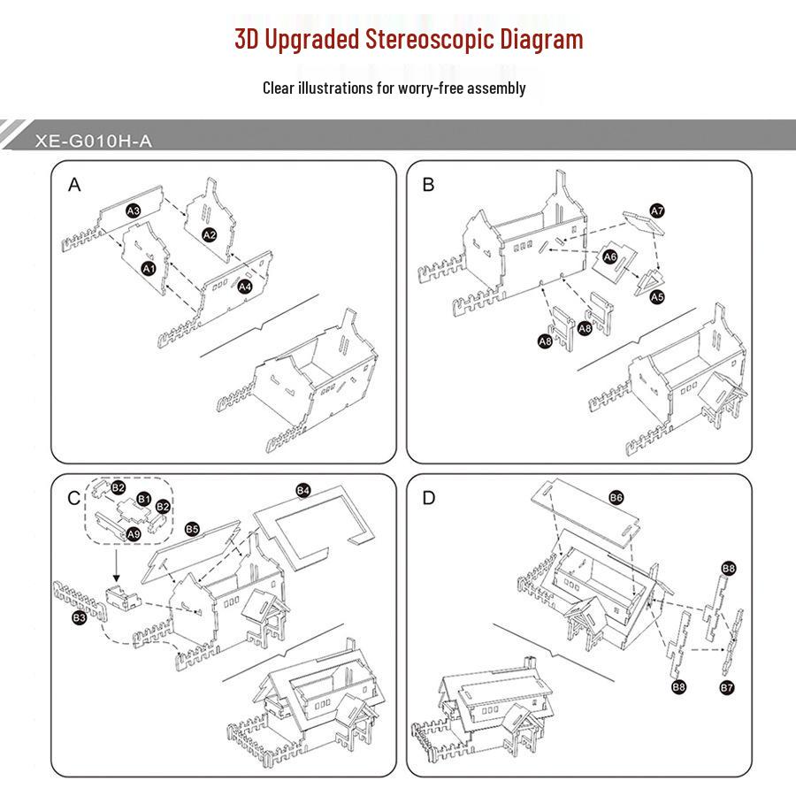 3D Holzpuzzle Modellspielzeug für Kinder ab 6 Jahren - Handgefertigtes Lernspielzeug