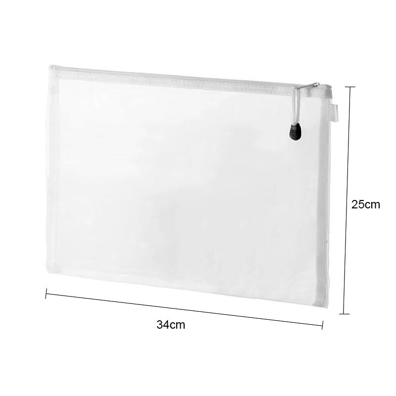 A4/A5/A6 Mesh Zipper Pouch Document Bag Waterproof Zip File Folder School Office