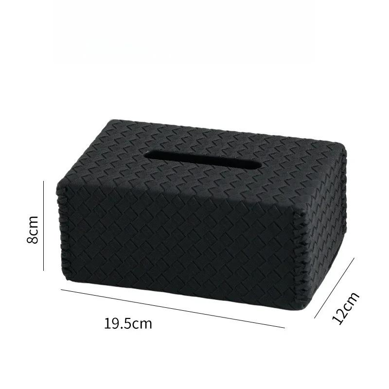 Luxury Woven Leather Tissue Box Cover, Creative Minimalist Napkin Holder for Living Room Desktop, High-End Home Decor Organizer