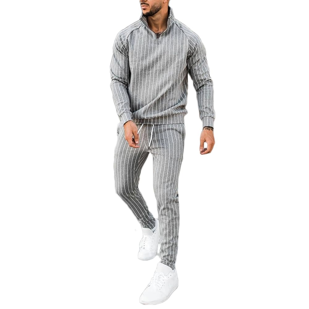 

LIFESHINE Hoodie and Jogger Vertical and Loungewear Men s Zip-Up Pants, Stripes, Loungewear, (Gray, XL) сірий колір