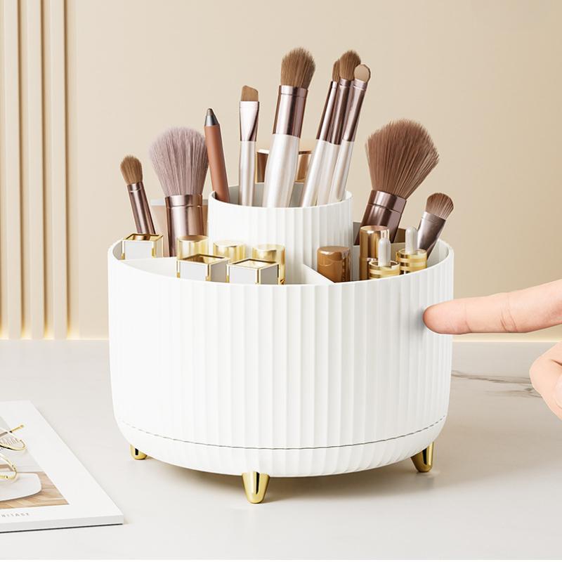1pc Organizador de Pincéis de Maquiagem, Organizador de Pincéis de Maquiagem Rotativo 360°, Suporte para Pincéis de Maquiagem de Grande Capacidade com 5 Compartimentos