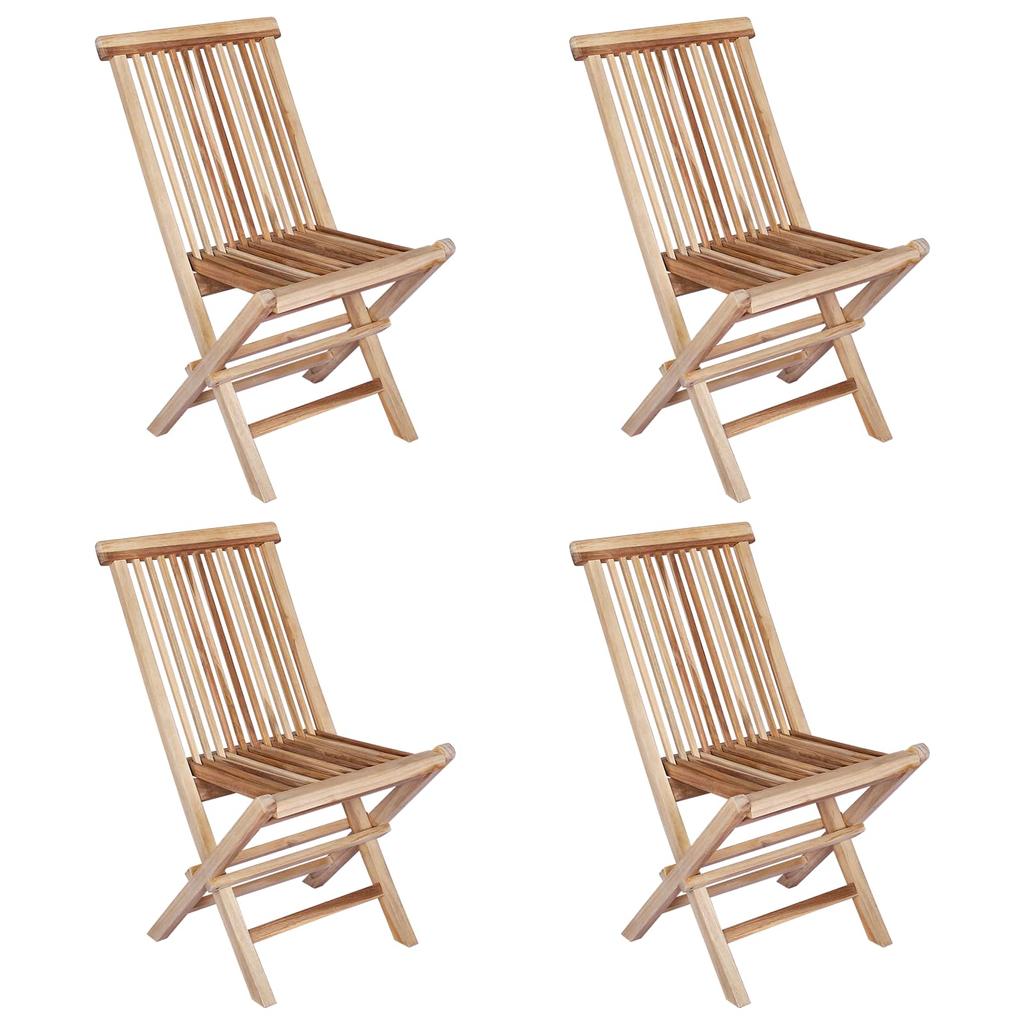 Folding Garden Chair 4 Pcs Natural Solid Teak Wood