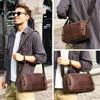 Echtes Leder Männer Vintage Umhängetasche Strap Sling Mehrere Mezzanine Große Kapazität Schulter Tasche Crazy Horse Leder Messenger Taschen