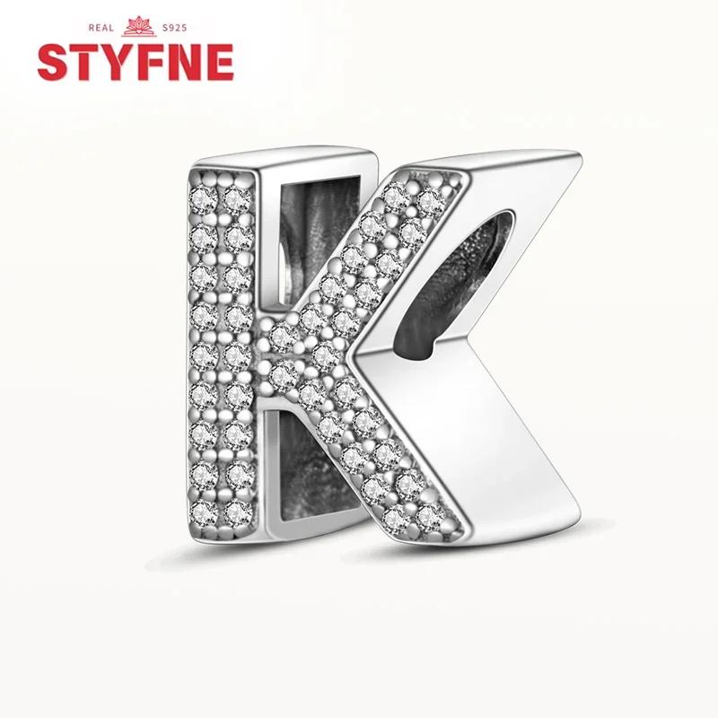 Kupfer 26 Buchstaben Glänzend Zirkon Alphabet Anhänger Perle Passend Original Armband DIY Feiner Schmuck Geschenk Für Frauen Machen