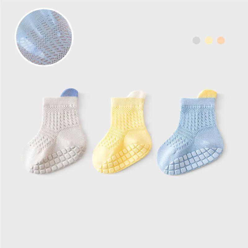 3pairs/lot 6 Colored Of Net Eye Non-slip Baby Girl Sock Hollow-out Breathable Thin Infant Girl Cotton Socks Children's Socks Kit