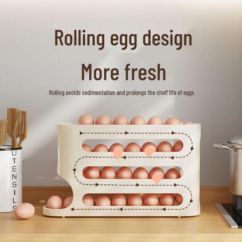 Automatic Rolling Egg Storage Tray for Refrigerator Door