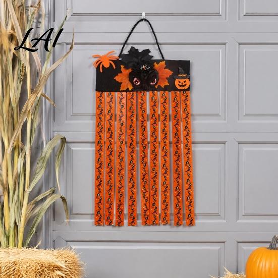 Skull Bat Pumpkin Print Backdrop Halloween Rag Flag Banner Maple Leaf Flower Ribbon Hanging Kindergarten Activity Decor Decor Farmhouse Wall Art for