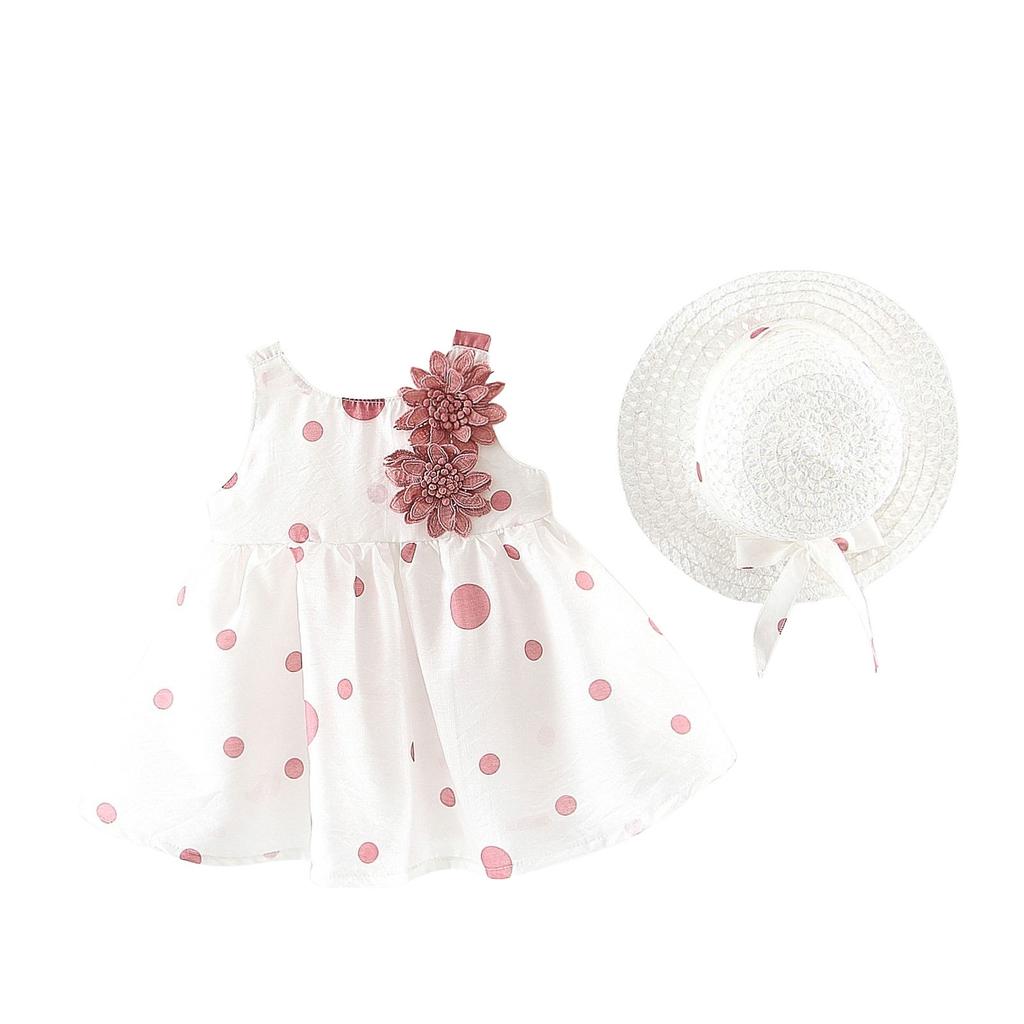 Girls Skirt Dress Sleeveless Summer Princess Party Dress Hat Suit