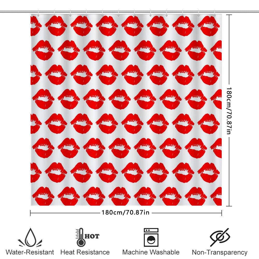 Vibrant Red Lip Print Shower Curtain Waterproof Bathroom Decor Home Decoration Diy Fabric Backsplash Wall Coverings Modern Desig