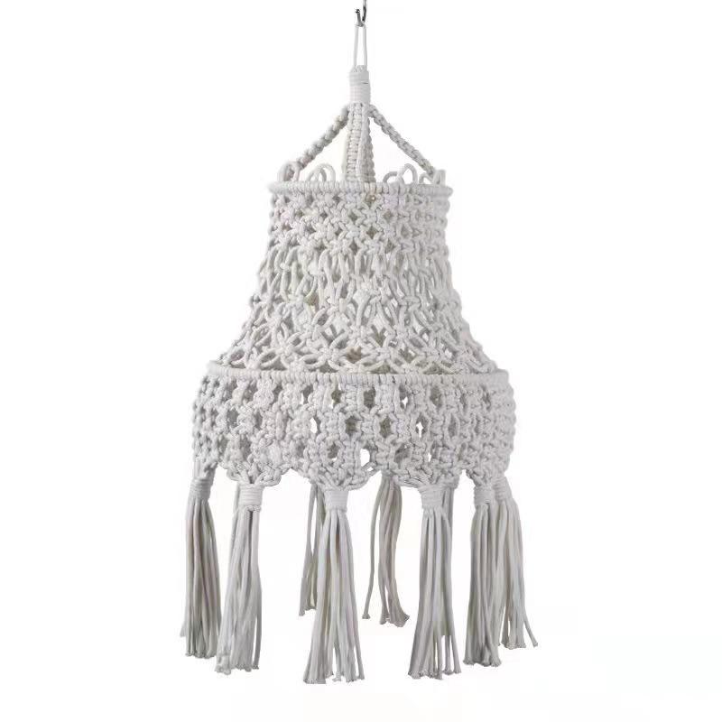 

2026 Woven Lampshade, Long Fringed Retro Decorative Light Frame, Bedroom Modern Minimalist Cotton Rope Chandelier