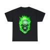 Flaming Demon Skull Green Short Sleeve Tee