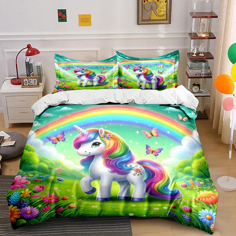 Einhorn-Geschenkset für Kinder Mehrere Größen Kinder- und Schlafzimmer für Erwachsene Exquisites 3-teiliges Bettwäsche-Set Geschenk