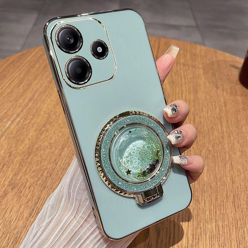 

Модный гальванизированный чехол для телефона Note14 для Redmi Note 14 13 Pro 12 Proplus 4G 5G 14C 13C A5 A3X A4 с подставкой-песочными часами Case & Holder&Redmi Note 14 5G (Global) светло-зеленый