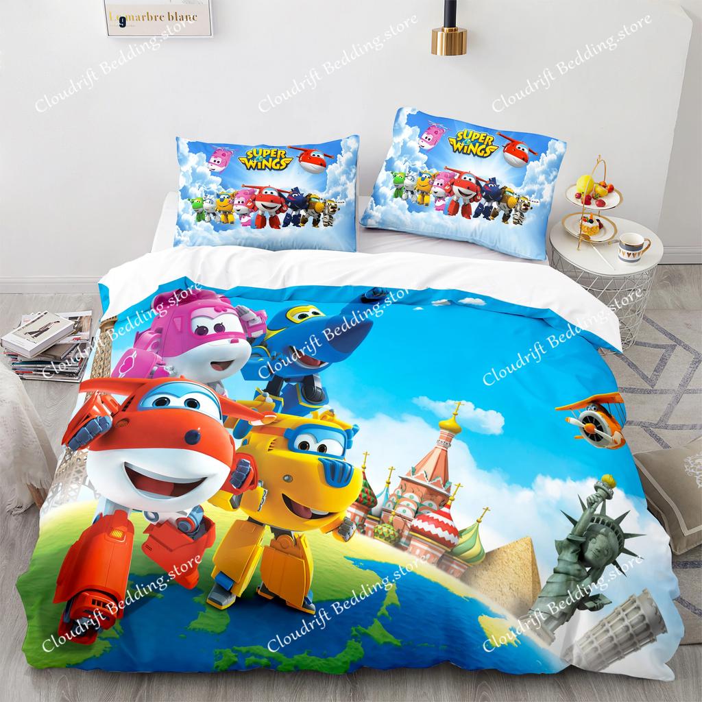 Super Wings Bedding Set Bedspread Single Twin Full Queen King Size Game Super Wings Bed Set Children's Kid Bedroom Duvetcover