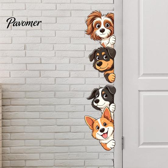 Waterproof PVC Wall Art Cartoon Puppy Sticker, Easy Apply Decal, Creative Fun Party Decorations Dog Pattern Glass Stickers for Bathroom And