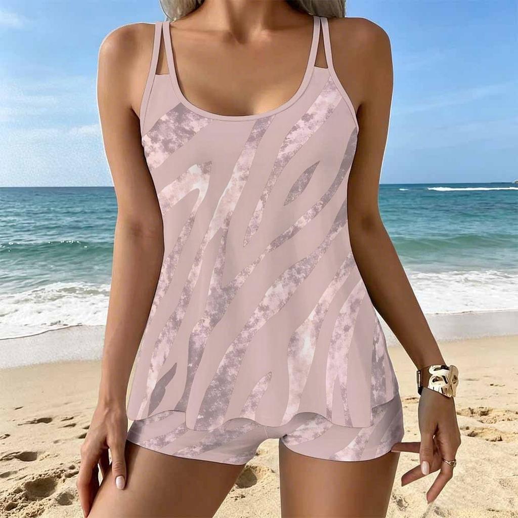 Women's Swimwear Tankini 2 Piece Swimsuit Starry Sky Fluid Pattern Vacation Bathing Suits