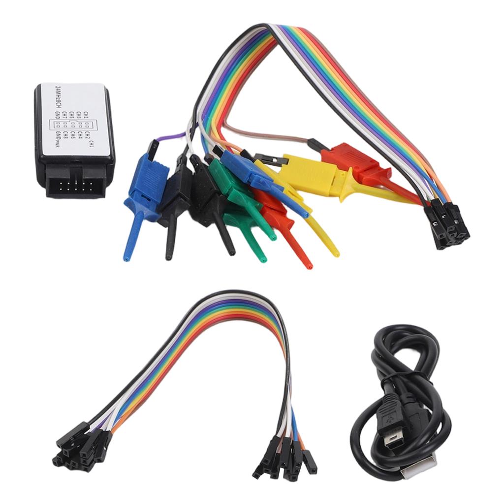1Pc USB Logic Analyzer ABS 120*50*10 Mm W/colored Wires 0-5V For ARM FPGA Debug Tool 24M Samples 8 Channels Electric Accessories
