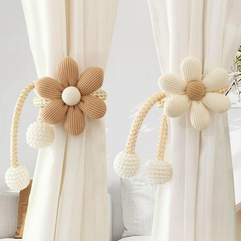 New 2/1PCS Flower Shaped Curtain Clip Creative Fashion Pearl Buckle Curtain Tie Bedroom Curtain Rack Simple Cute Tie Home Decor