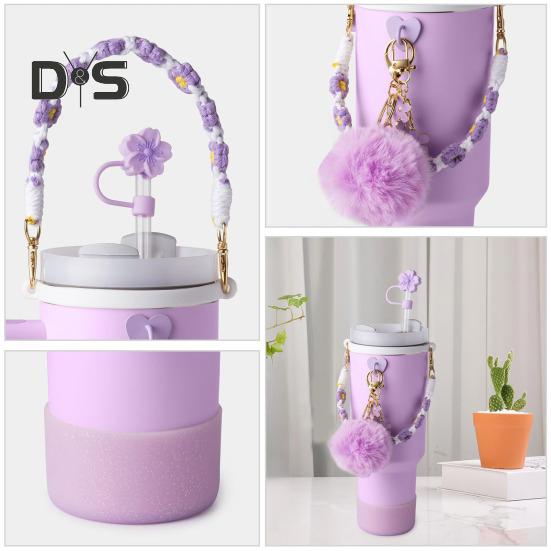 7-teiliges Tassen-Zubehör-Set für 30/40 oz Becher, Silikon-Griffband, Stiefel-Strohhalm-Abdeckung, Schlüsselanhänger-Anhänger, BPA-frei, wiederverwendbar, dekorative Geschenke für Weihnachten